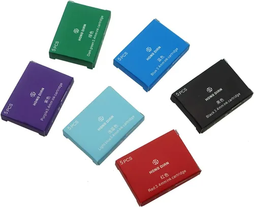 Miniatura 7 de Asvine - Juego de 30 cartuchos de tinta para pluma estilográfica Hongdian en 6 colores (negro, azul, verde, rojo, púrpura, azul claro), diámetro