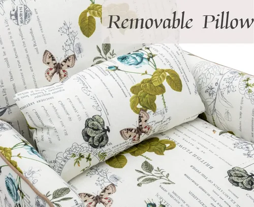 Miniatura 8 de Shunzhi Sillas decorativas florales estilo granja, tapizadas, silla de lectura, moderna de mediados de siglo, sofá individual con almohada
