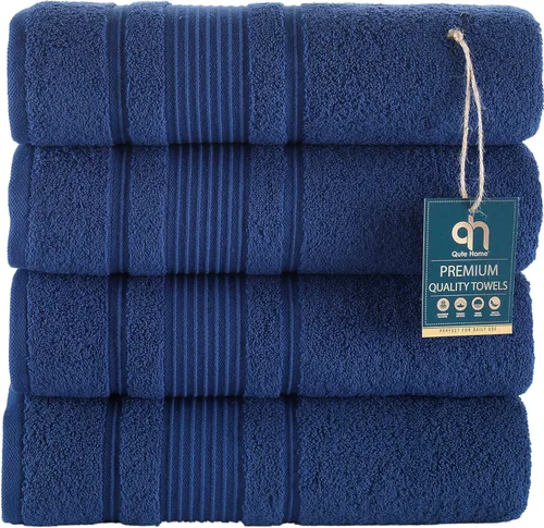Miniatura 55 de Juego de 4 toallas de baño, 100% algodón turco prémium, toallas turcas de alta calidad para baño, de secado rápido, suaves y absorbentes, incluye 4