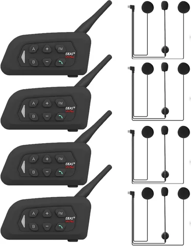Miniatura 4 de MIMIRACLE V4 Plus Casco de Motocicleta Bluetooth Intercomunicador, Auriculares hasta 4 Conductores 1500M IP65 Impermeable Sistema de Comunicación 1
