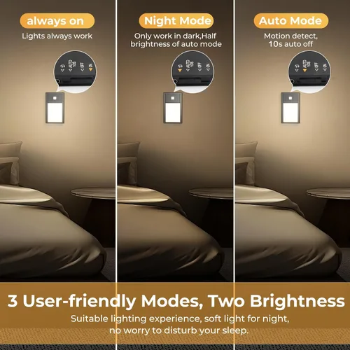 Miniatura 5 de VST Luces nocturnas con sensor de movimiento, luces de escalera recargables con instalación de succión magnética para interiores, dormitorio, Negro