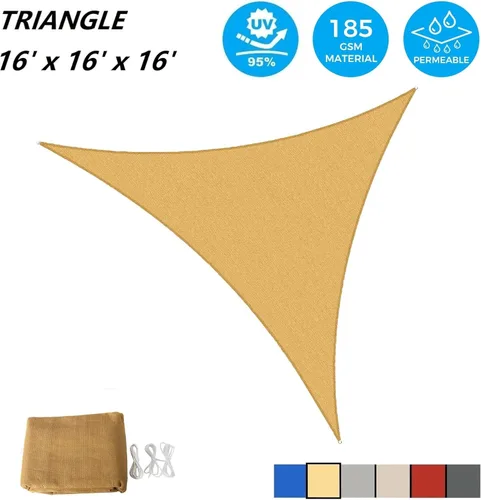 Miniatura 2 de AsterOutdoor - Toldo parasol triangular de 16 x 16 x 16 pies, Toldo con bloqueador ultravioleta para patio, patio trasero, césped, jardín, Arena