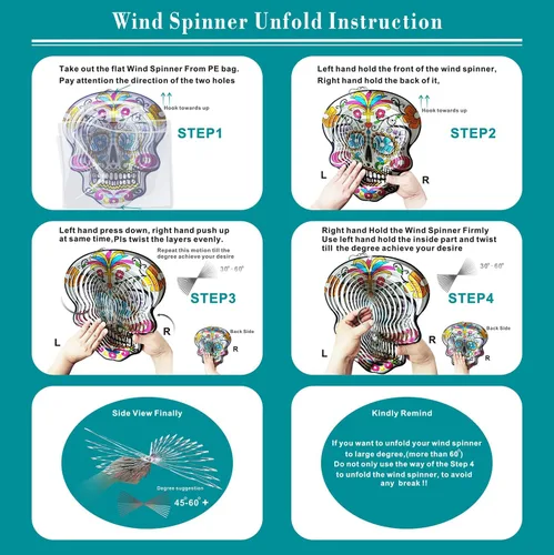 Miniatura 7 de FONMY Kinetic - Molinillo de viento de metal 3D para jardín, regalos únicos, decoraciones al aire libre, adorno colgante de calidad para el hogar