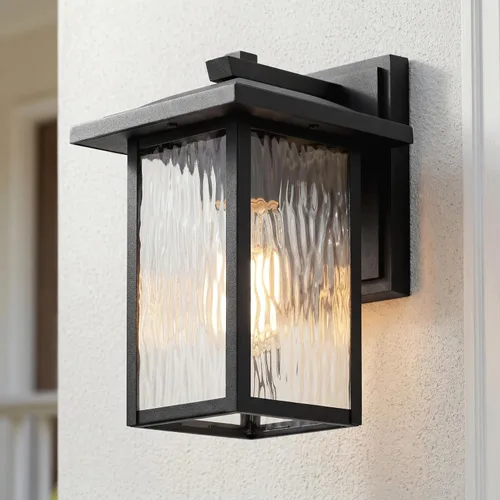 Miniatura 2 de Kichler Capanna Lámpara de pared para exteriores de 10.25 pulgadas, color negro, 1 luz de pared exterior para porche con vidrio transparente