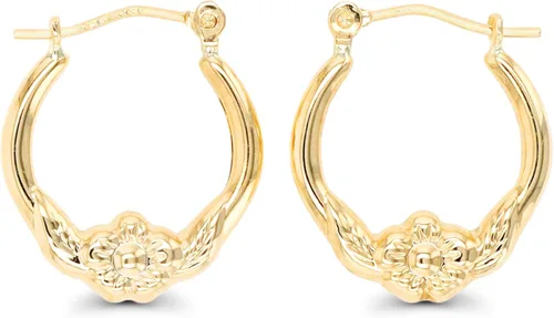 Miniatura 7 de Aretes de aro de oro amarillo de 14 quilates con múltiples formas de cierre con bisagras, alas y corazón, paloma y querubín, aretes de oro macizo