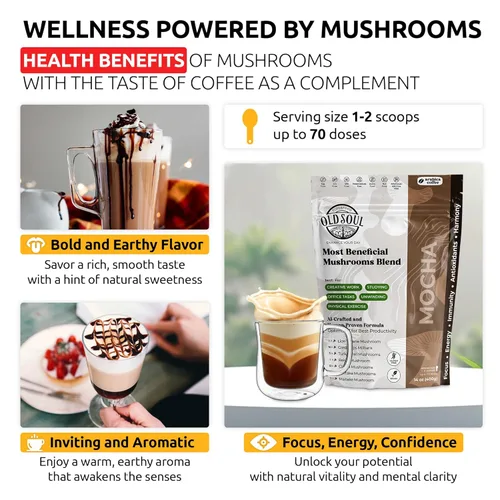Miniatura 3 de OldSoul Superfood - Mezcla de café negro de hongos Café arábica Aproximadamente 70 dosis Energía, enfoque, inmunidad (14 onzas (paquete de 1)