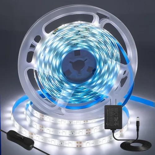 Miniatura 8 de Resistente al agua IP65, tira de luz LED flexible impermeable de 12 V, tiras de luz LED cortables de 16.4 pies, 300 unidades de cadena de Blanco