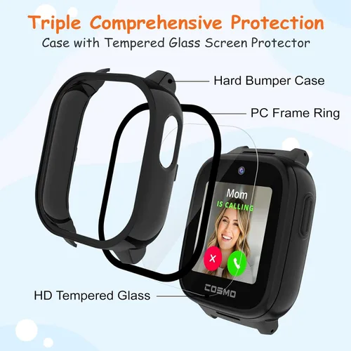 Miniatura 3 de Funda para Cosmo Jr Track 5 Protector de pantalla, paquete de 2 fundas duras de policarbonato HD, vidrio templado HD, carcasa de protección completa