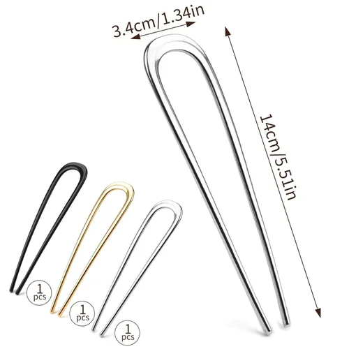 Miniatura 2 de 3 horquillas francesas para cabello grueso, pasadores de metal en forma de U para mujer, grandes 5.5 pulgadas para peinados y accesorios de peinado
