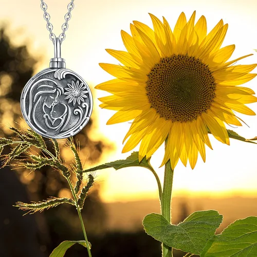 Miniatura 91 de Collar con colgante de urna de cenizas de cremación y árbol de la vida para mujer, plata de ley US1