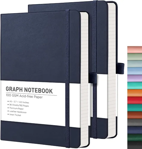 Miniatura 12 de RETTACY Cuaderno rayado, 2 paquetes, 192 páginas numeradas por paquete, tamaño A5 mediano (5.7 x 8.3 pulgadas), para hombres y mujeres, escritura