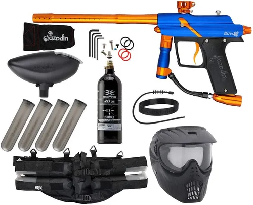 Action Village Azodin BLITZ 4 Kit de paquete épico de pistola de paintball Azul polvo/naranja pulido