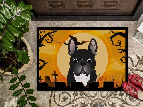 Miniatura 3 de Caroline's Treasures BB1785MAT - Tapete de Halloween con diseño de bulldog francés de 18 x 27 pulgadas, para interiores y exteriores, para entrada