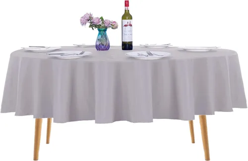 Miniatura 55 de Ascoza Paquete de 2 manteles rectangulares blancos de 60 x 84 pulgadas, tela de poliéster de 4 pies, para bodas, banquetes, restaurantes y fiestas