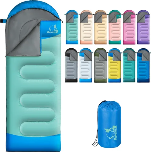 Miniatura 8 de Sacos de dormir para adultos y niños - 3 estaciones para clima frío y cálido, impermeables para acampar - Sacos de dormir ligeros para camping