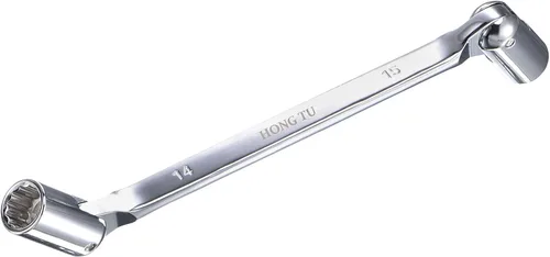 uxcell Llave de cabeza flexible de 12 puntos, extremo de caja giratoria doble métrica de 0.551 in x 0.591 in, rotación CR-V de 180 grados para