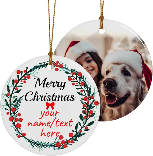 Miniatura 19 de Adornos de Navidad personalizados, adorno con foto personalizada, nuestro primer árbol de Navidad colgante 2024, decoración regalo para Navidad