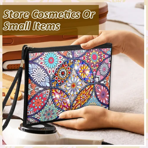 Miniatura 5 de Silkfly 6 piezas de bolsos de pintura de diamante, bolso de mano con diamantes para bricolaje, bolsas de pintura de piel sintética, cartera