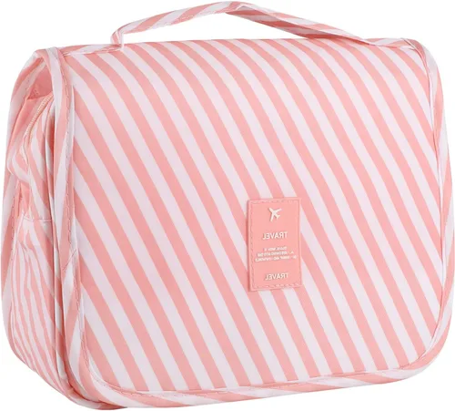 Miniatura 13 de Pengxiaomei Neceser para mujer, bolsa de cosméticos impermeable para colgar, bolsa portátil de maquillaje de viaje, bolsa de baño con asa Beige