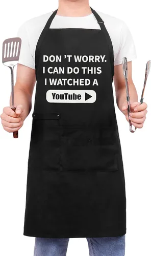 Miniatura 5 de Delantal de barbacoa para hombre con bolsillos, divertidos delantales de cocina para hombres, delantal de cocina impermeable para regalos de padre