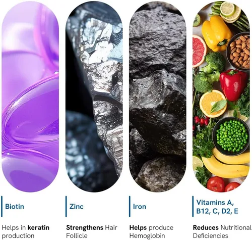 Miniatura 3 de Be Bodywise Gomitas para el crecimiento del cabello con biotina para mujeres I sin azúcar I Vitaminas para la piel y las uñas I Biotina, zinc, ácido