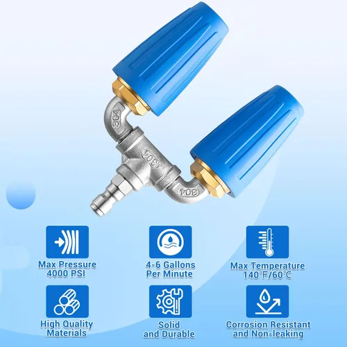 Miniatura 3 de Lavadora a presión con boquilla turbo doble, boquilla turbo giratoria de 360° con conector rápido de 1/4 pulgadas, boquilla doble turbo de orificio