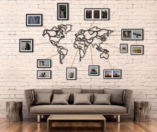Tubibu Decoración decorativa de pared de mapa del mundo de metal, decoración de oficina en casa, decoración de dormitorio y sala de estar (43.3 x