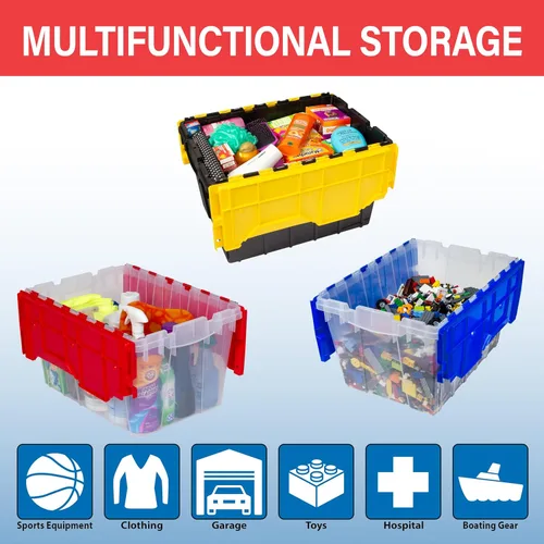 Miniatura 4 de Akro-Mils KeepBox 12 Gallon Storage Container, Nesting and Stackable Plastic Storage Box with Lid Attached, Clear Tote for Garages, Closets, and