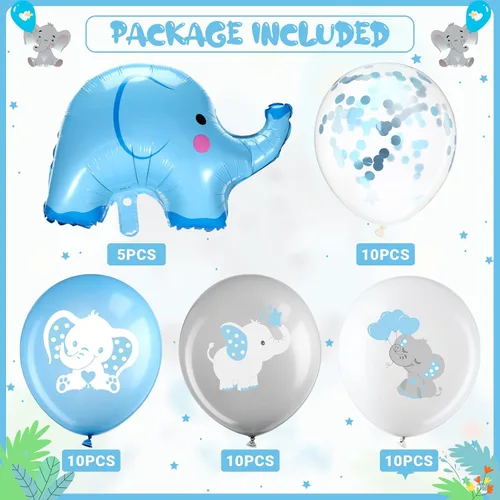 Miniatura 2 de Aoriher 45 globos de elefante de 12 pulgadas, globo de elefante para baby shower, para bebés, niños y niñas, revelación de género, suministros
