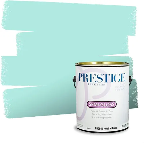 Miniatura 250 de Prestige Paints - Pintura exterior e imprimación en uno, 1 galón, plano, compatibilidad comparable con el color menta «Whipped Mint» de Behr