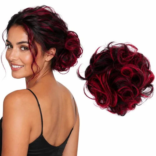 Miniatura 33 de CAISHA Postizo Grande Scrunchy Recogido Peinado Nupcial Rizado Moño Despeinado Marrón Chocolate Oscuro G2E