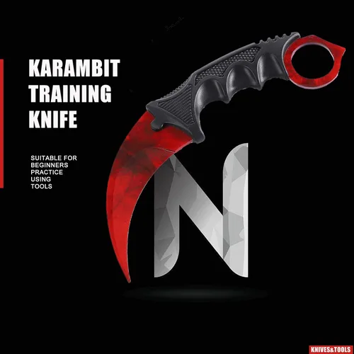 Miniatura 6 de TOPOINT - Paquete de 2 cuchillos Karambit sin filo de corte sin filo con funda para principiantes (negro y rojo)