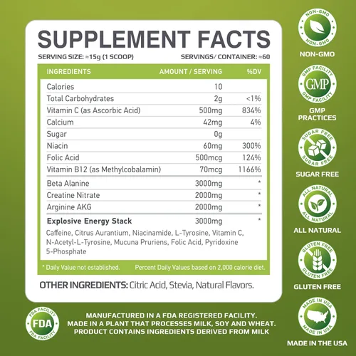 Miniatura 4 de MFL Muscle Xplosion Pre-entrenamiento 0 azúcar endulzado con stevia totalmente natural 60 porciones (limonada)