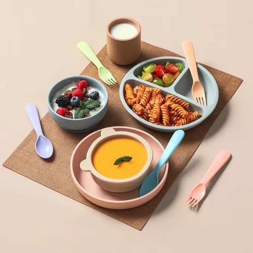 Miniatura 7 de Juego de utensilios de 12 piezas para niños pequeños, cucharas y tenedores de plástico para niños, cubiertos seguros para niños, aptos