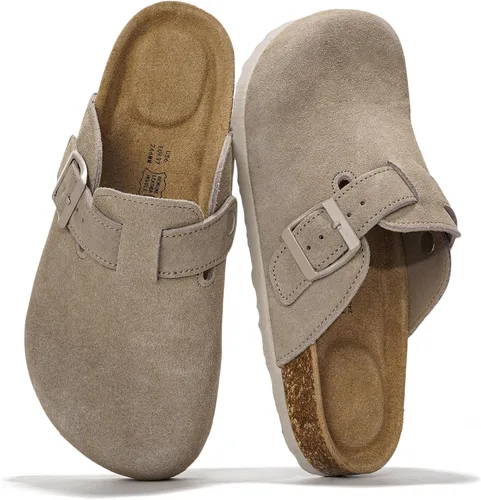 Miniatura 20 de Project Cloud Benton - Zuecos con plantilla de cuero genuino para mujer, pantuflas de espuma viscoelástica con soporte de arco, sandalias de moda