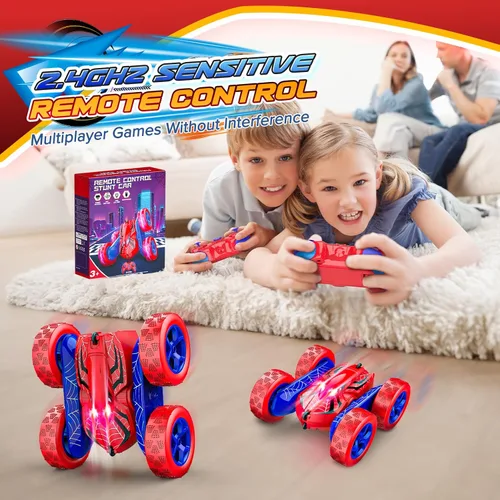 Miniatura 6 de Excitobo auto de control remoto, juguetes de autos RC 4WD de doble cara con rotación de 360° para niños de 3 a 12 años, 2.4GHz eléctrico recargable