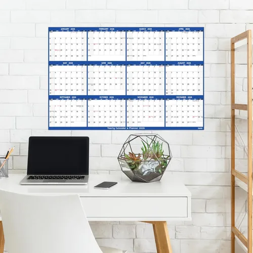 Miniatura 8 de Calendario de borrado en seco 2026, calendario anual grande de pared 2026, 38.2 x 25.2 pulgadas, calendario reversible de 2 lados 2026