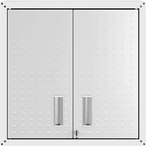 Manhattan Comfort Fortress - Armario flotante de metal texturizado de 30 pulgadas con estantes ajustables, juego de 1, color blanco