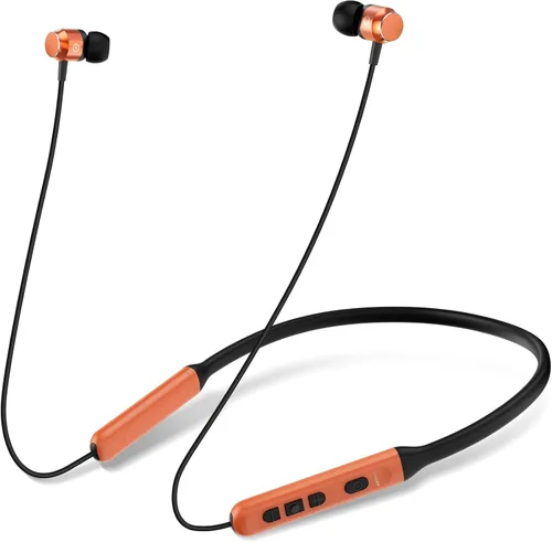 Miniatura 12 de Auriculares Bluetooth con banda para el cuello, auriculares inalámbricos Bluetooth 6.0 con micrófono, luz cómoda, graves profundos, tiempo de Negro