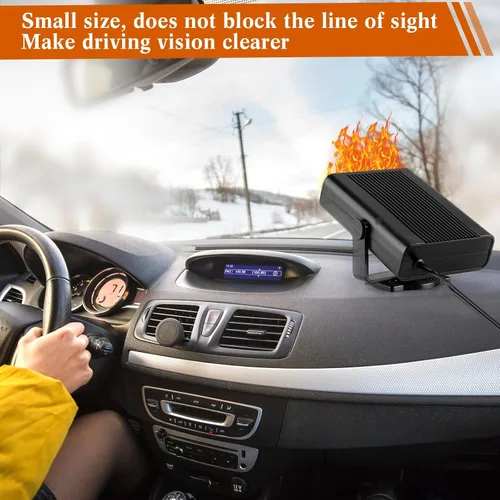 Miniatura 5 de Calentador portátil de automóvil de 2 piezas de 12 V y 150 W para enchufar el encendedor de cigarrillos, descongelador de parabrisas giratorio