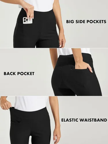 Miniatura 3 de Willit Pantalones de golf para mujer elásticos casuales de meter de secado rápido con control de abdomen