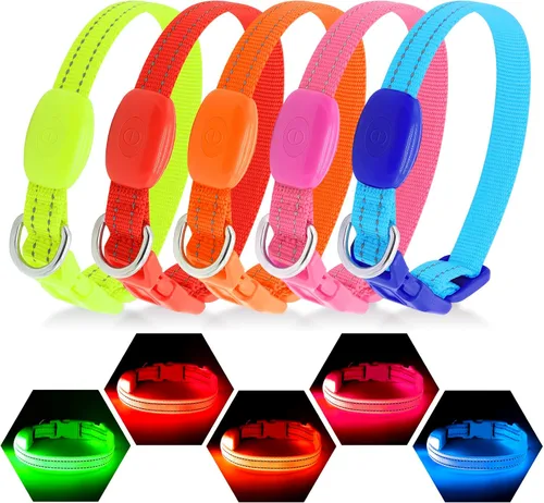 Miniatura 7 de Collares de perro con luz Visinite para perros pequeños, collar de perro LED recargable, collar de perro iluminado totalmente ajustable, collares