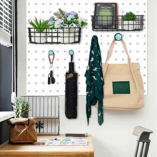 Miniatura 7 de 8 cestas de tablero de clavijas, estantes de tablero de clavijas, estantes de alambre para tablero de clavijas, organizador de pared, accesorios