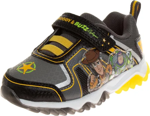 Disney Pixar Toy Story - Zapatos deportivos para niños - Buzz Lightyear y Woody sin cordones con luces para niños pequeños (niños pequeños)