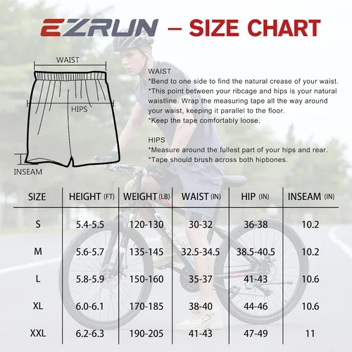 Miniatura 6 de EZRUN - Pantalones cortos de ciclismo de montaña acolchados 3D para hombre