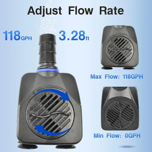 Miniatura 4 de CONQUERALL Pequeña bomba de agua sumergible 118GPH 8W Smart para la circulación de la irrigación de la fuente del jardín