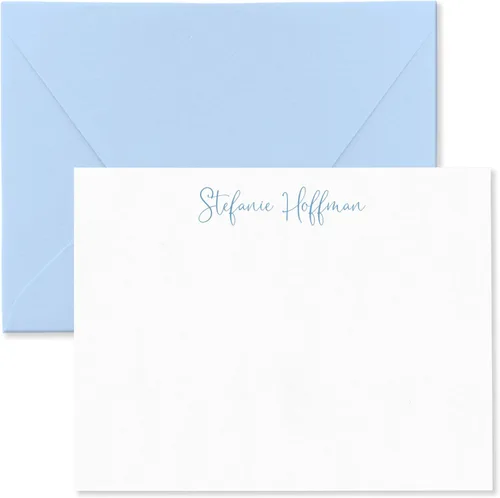 Miniatura 9 de Juego de tarjetas y sobres personalizados con nombre en fuente script para mujeres, elija colores de tinta y sobre Fairmont & Grove Paper Co.