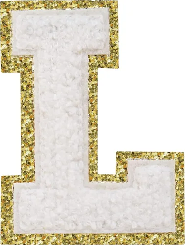 Miniatura 177 de Parches de letras termo-adhesivas de felpilla para chaquetas, parches de letras universitarias con brillantina para planchar en la letra azul A