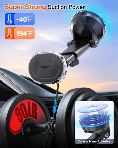 Miniatura 3 de volport Soporte magnético para teléfono para automóvil, ventosa de resistencia industrial, soporte de teléfono para parabrisas, imanes fuertes