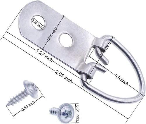 Miniatura 2 de Ganchos de fotos de anillo en D resistentes con tornillos, 20 piezas de accesorios grandes y anchos para colgar fotos, 2 agujeros para pinturas